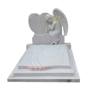 <span class=keywords><strong>Statue</strong></span> di Angeli con Ali Bianche in Pietra Naturale, Lapidi in <span class=keywords><strong>Marmo</strong></span> Nero a Forma di Cuore in Stile Europeo, Pietre Tombali in Granito - Product Image 3