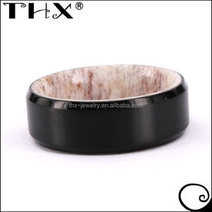 Flat Beveled <strong>Profile</strong> <strong>Ring</strong> Armor Included Black Titanium <strong>Ring</strong> Wedding Band Antler Horn <strong>Ring</strong> - Product Image 5