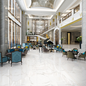 <span class=keywords><strong>Piastrelle</strong></span> in Gres Porcellanato Lucidato Effetto Marmo Calacatta Bianco Italiano, Formato Extra Large 900x1800mm, per Pavimenti di Ingressi - Product Image 1