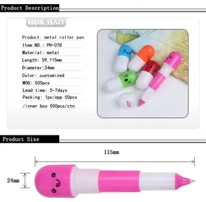 Mini stylo à bille capsules pour femmes, à bas prix, mignon, capsule minérale, promotion