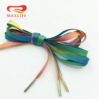 Lacets plats en satin arc-en-ciel de différentes couleurs pour chaussures plates et baskets