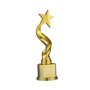 Grosir Piala Penghargaan Pengecoran Berlapis Emas Bentuk Bintang dengan Basis Logam