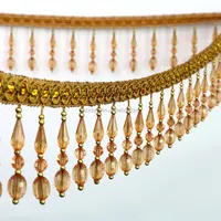 Frange/garniture en perles d'or pour vêtement de danse, perles franges