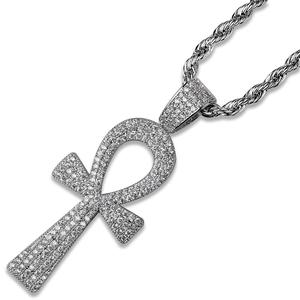 Colgante de diamantes Micro pavimentados de Hip Hop egipcio, collar de moda con llave Ankh - Product Image 1