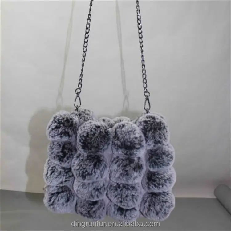 China supplier Artificial faux fur handbag Fluffy fake fur bags