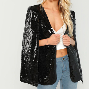 <span class=keywords><strong>Blazer</strong></span> formel pour femmes, <span class=keywords><strong>cape</strong></span> à sequins à devant ouvert, de haute qualité, OEM - Product Image 1