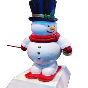 Escultura de Resina de Tamaño Real, Decoración Navideña de Fibra de Vidrio, Muñeco de Nieve de Dibujos Animados en Oferta, Decoración para Jardín, Patio, Escena Familiar - Product Image 1