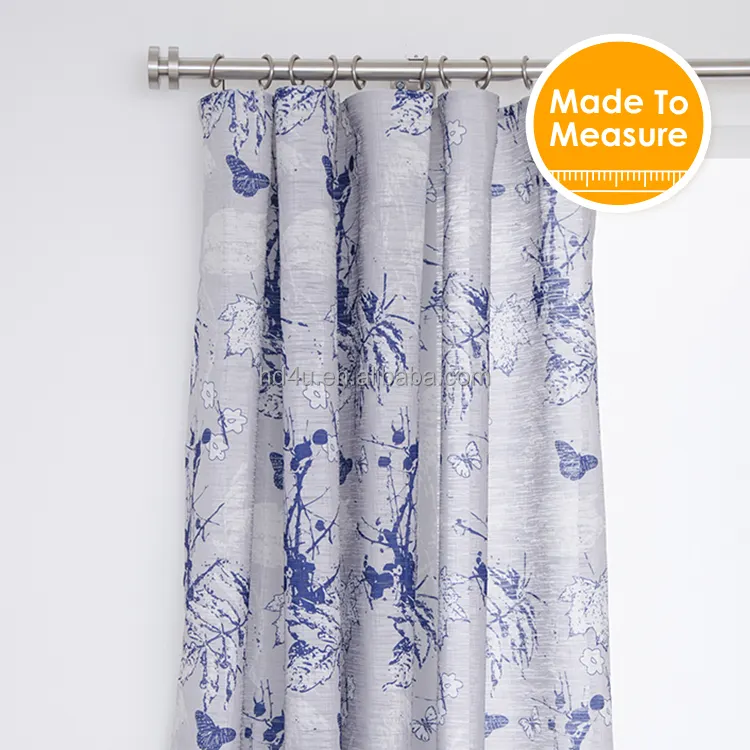 Fashionable Design Printed Forest Blue Curtain window Sheer Tulle Curtains for Living Room
