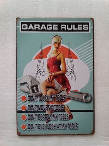 Garaje Reglas Decoración Llanura Retro Pared Cartel de chapa - Product Image 1
