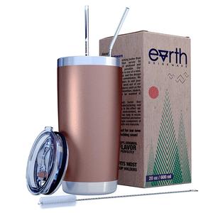 Gobelet isotherme en acier inoxydable à double paroi de 20 OZ avec couvercle anti-fuite et brosse à paille - Product Image 3