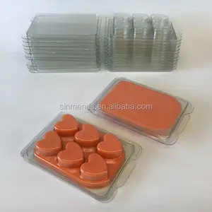 Heart shape Customized Blister Plastic Clamshell Wax Melt Packaging square shape with cavity