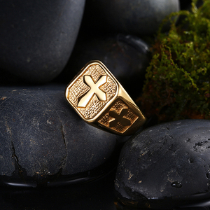 Anelli a Croce in Acciaio Inossidabile Placcato Oro 18K Stile <span class=keywords><strong>Punk</strong></span> <span class=keywords><strong>Rock</strong></span> per Gioielleria Maschile - Product Image 4
