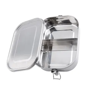 WBNI001 1400ml Bento Lunch Box With Silicone Sealed Ring 2 Compartment Stainless Steel Lunch Box caja de almuerzo