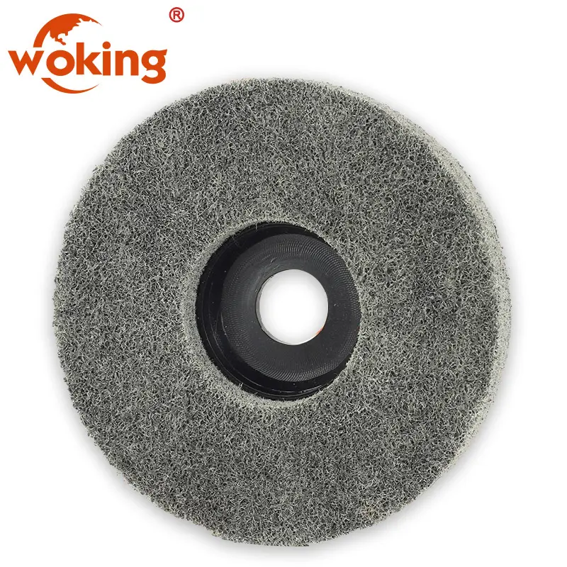 Roda de esmerilhamento de fibra de nylon, disco abrasivo não tecido para polimento de aço inoxidável