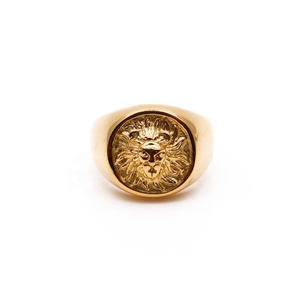 Anello da uomo con testa di leone per incisione ad anello di precisione per incisione con taglio di precisione anelli di tendenza 316L acciaio inossidabile oro anelli di fidanzamento geometrici - Product Image 2