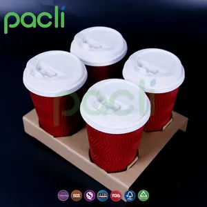 Paper Tray Coffee Paper Cup Holder Disposable Kraft Paper Cup Tray