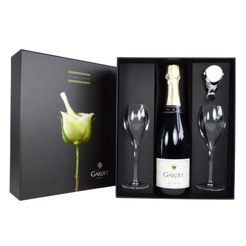 Groothandel Luxe Black Specialiteit Set Champagne Fluit Rode Wijn Glas Geschenkdoos Met Glas