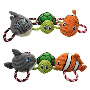 Toptan Pet çevre dostu balık okyanus Squeaky peluş komik interaktif çiğnemek halat ses köpek oyuncak - Product Image 1