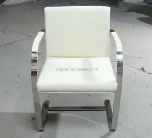 Mies van der Rohe PU o cuero asiento marco de acero inoxidable silla Brno