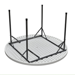 120cm <span class=keywords><strong>4</strong></span> <span class=keywords><strong>pieds</strong></span> blanc HDPE en plastique solide <span class=keywords><strong>Table</strong></span> de fête ronde pour mariage - Product Image 3