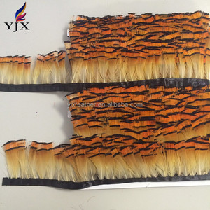 Commercio all'ingrosso Naturale Arancio Fagiano Dorato Tippet Capo <span class=keywords><strong>Piume</strong></span> Trim per Abiti di Design - Product Image 3