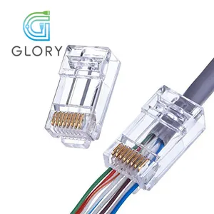 Cristal glória 8Pin RJ45 Plugs Adaptador de Conector do Cabo Ethernet Cat5e Cat6 UTP