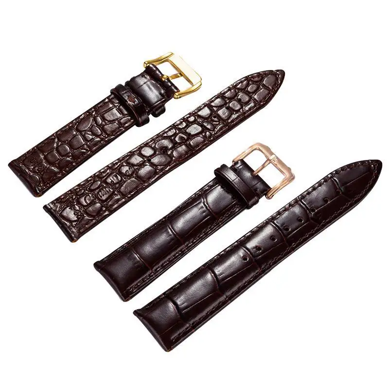 New product black leather bound watchband hot sale Crocodile Pattern Watch Strap Fashion Strap