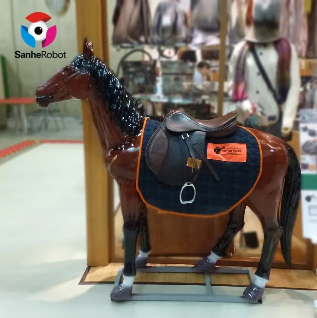 Fabricante de China de dibujos animados de fibra de vidrio de 3d interior equipos de belleza vida caballo de tamaño de transporte