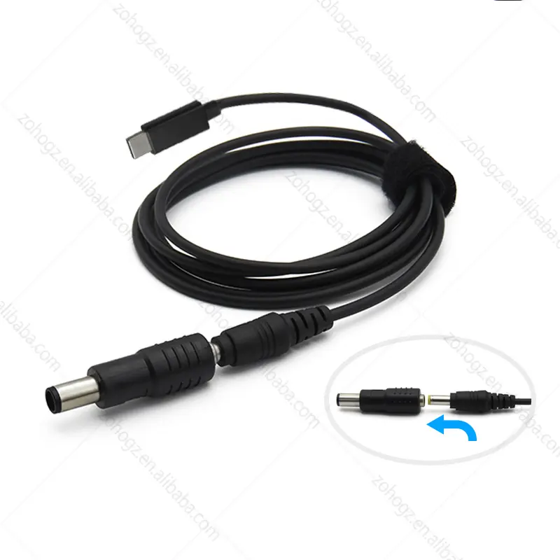 150 Cm Hitam Pria untuk Pria 18.5 V-20 V USB PD Tipe C untuk DC 5.5*2.5 MM Multi 20 DC Tips Laptop Adaptor Kabel Daya