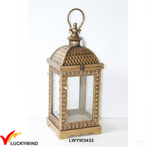 Luckywind Square Vintage Gold Metal Glass Wholesale Moroccan <strong>Lantern</strong> - Product Image 5