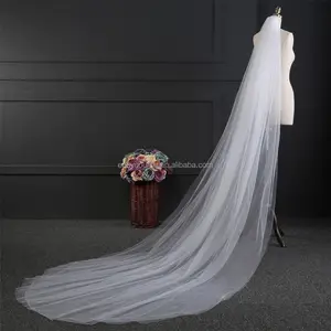Bridal wedding cathedral Veils 2 tier plain veil with comb white/ivory 3m long