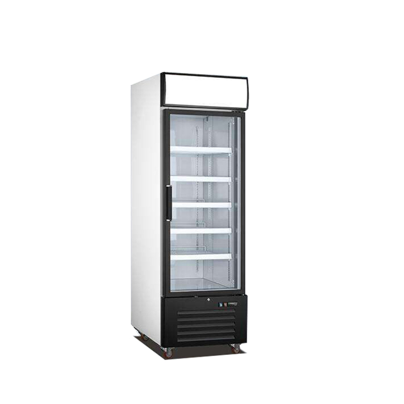 Single Glass Door Freezer Pendingin Komersial 1 Pintu Kaca Hitam Merchandiser Kulkas-23 CU. Persegi.