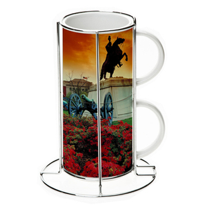 Tazas de café de cerámica, juego de tazas de café de 10oz, apilamiento por sublimación, con estante de Metal cromado, 2 piezas - Product Image 2