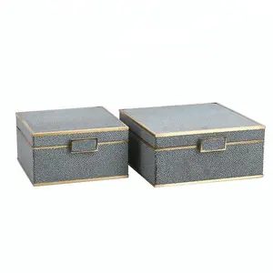 Scatola di profumo di legno di fascia alta su ordinazione di lusso di aspetto acquale con il contenitore di regalo del MDF del bordo dorato - Product Image 1