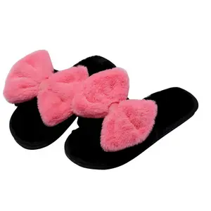 2023 नई डिजाइन bowknot कैंडी रंग 'महिलाओं आलीशान इनडोर चप्पल जूते महिलाओं के लिए नई शैली