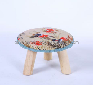 Children <strong>mushroom</strong> round shaped solid development wood wooden foot <strong>stool</strong> ottoman living room furniture removable cover 4 - Product Image 3