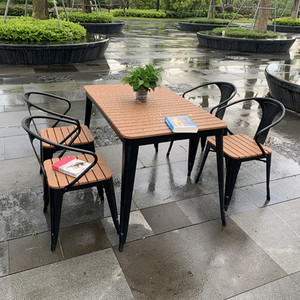 Alta calidad fuera de la parte superior de madera de jardín de hierro forjado <span class=keywords><strong>mesa</strong></span> <span class=keywords><strong>y</strong></span> silla - Product Image 2