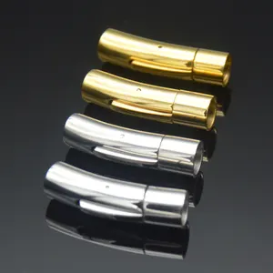 CTBK047-cierre de acero inoxidable para pulseras, cierre de 4MM, hebilla de seguridad de color dorado