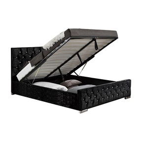 Giường ngủ có ngăn chứa đồ, bọc vải, kiểu Ottoman, cỡ King/Queen, mặt đệm bằng pha lê kim cương - Product Image 2