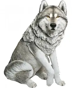 JK Stone tier-wolfskulptur in lebensgröße für gartendekoration