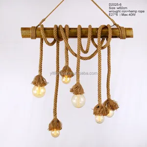 Bambus Hängen Braun Seil Anhänger Lichter mit Edison-birne Lampe Kronleuchter Vintage Licht für Hotel Bar Customizd Anhänger Lampe