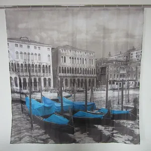 tam sayfa Venedik yelkenli tekneler fotoğraf tasarımı polyester duş perdesi ikea ve Walmart sıcak satış