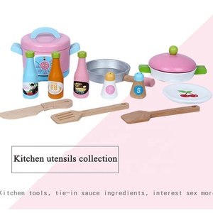 Groothandel Kinderen Roze Kachel Intelligentie Educatief Kinderen Houten Play Keuken Sets