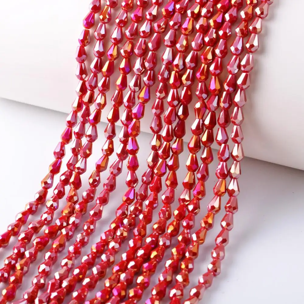 Colorful Crystal Glass Beads Drop with Thru Hole for Jewely Making