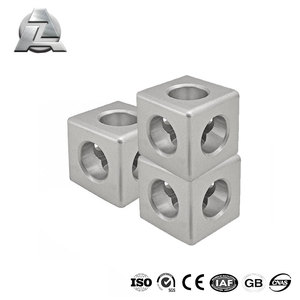 Vente en gros 40x40 tslot aluminium t fente coin 2 3 voies connecteurs carrés bloc support profil - Product Image 5