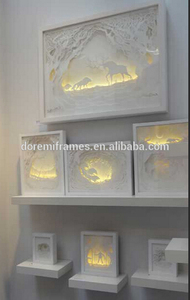 Handmade <span class=keywords><strong>4x6</strong></span> Ánh Sáng-Up 3D sâu bóng gỗ hộp Giáng sinh Gingerbread khung ảnh với hoa và chân dung làm bằng giấy - Product Image 4