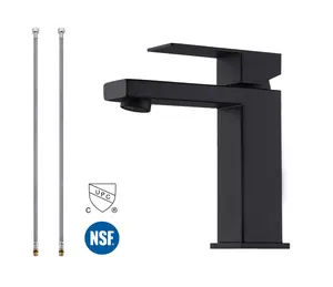 2019 nuevos productos moderno cuarto de baño grifo sola manija lavabo vanidad grifo SUS libre de óxido negro mate ss304 Cuenca del grifo