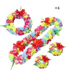 Party Hawaiian <strong>Flower</strong> <strong>Lei</strong> 12 Color Petal Necklace Head Ring Hand Ring Four Sets of Holiday Activities Dress up Accessories - Product Image 5