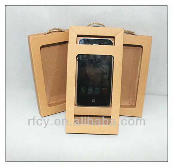 PVC窓付きiPhoneケース用カスタマイズクラフト紙包装ボックス