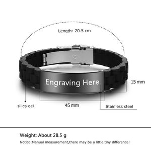 Engraving Medical Alert <strong>Women</strong> Men Kids Bracelet Black Personalized <strong>Wristband</strong> - Product Image 3